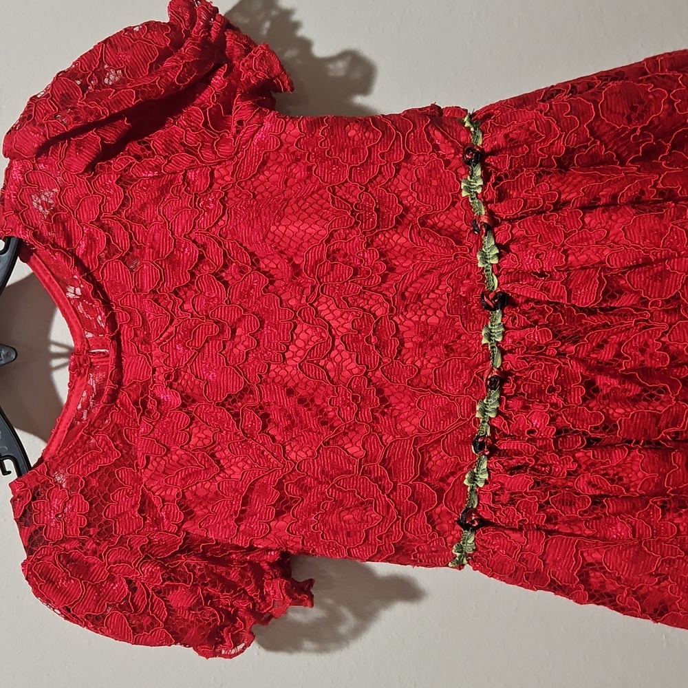 Laura Ashley Elegant Red Lace Kids Dress size 5 - Picture 2 of 13